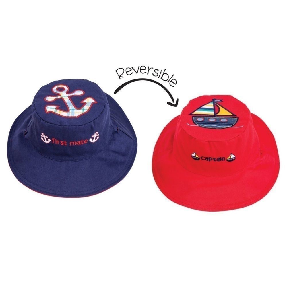 Kids UPF50+ Sun Hat - Anchor/Sailboat / 2-4yr
